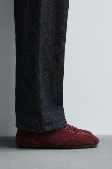 ULTRA-THIN SOLE LEATHER TRAINERS - Burgundy Red by Zara - Image 0