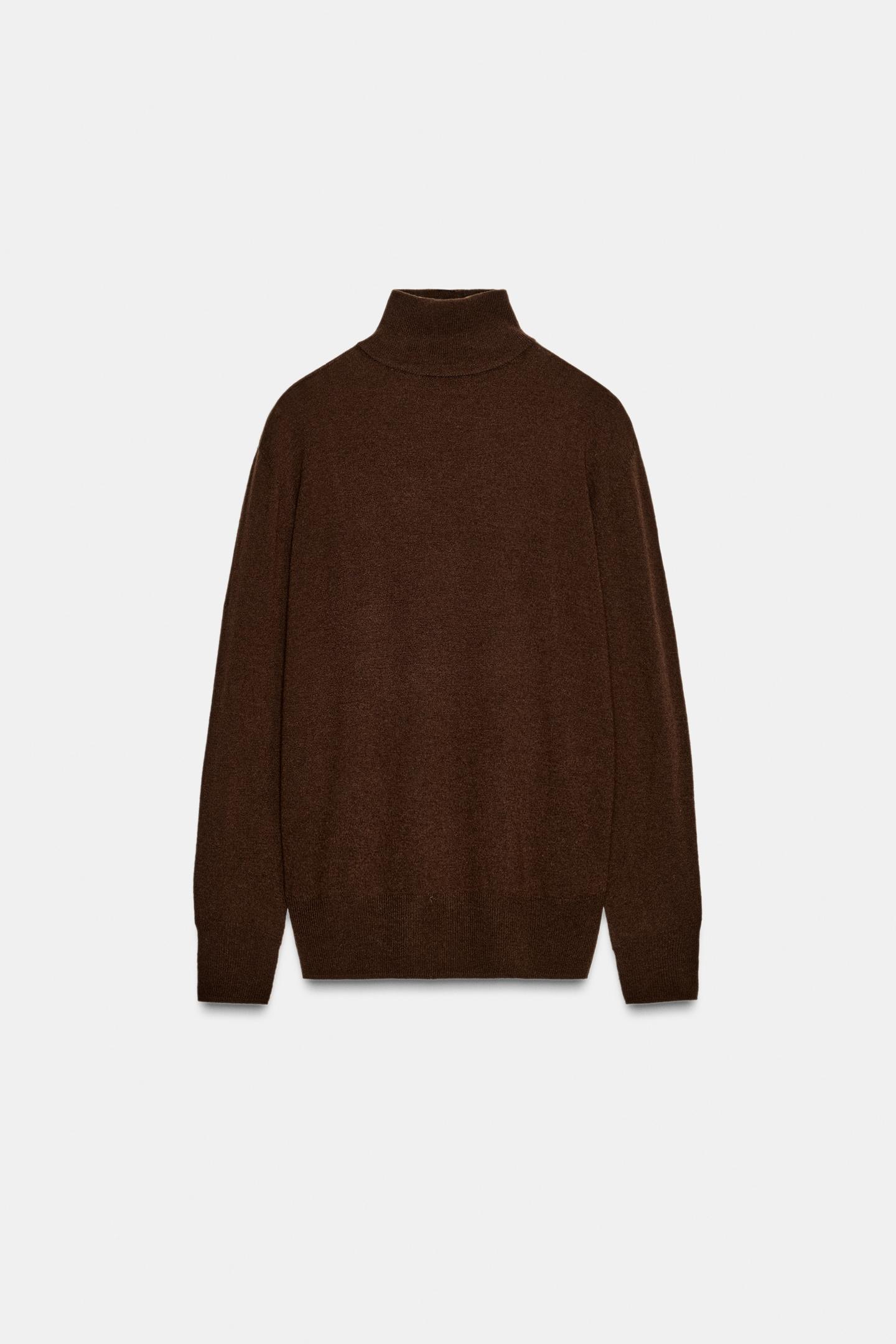 Женский свитер Zara 100% Extra Soft Wool Jumper, цвет: Коричневый — фото 5