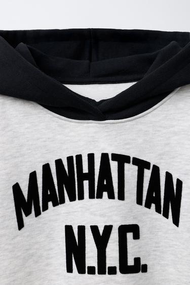 SLOGAN HOODIE WITH FLOCKING - Grey marl by Zara - Image 2