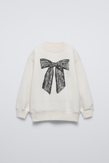 BOW SWEATSHIRT - Ecru by Zara
