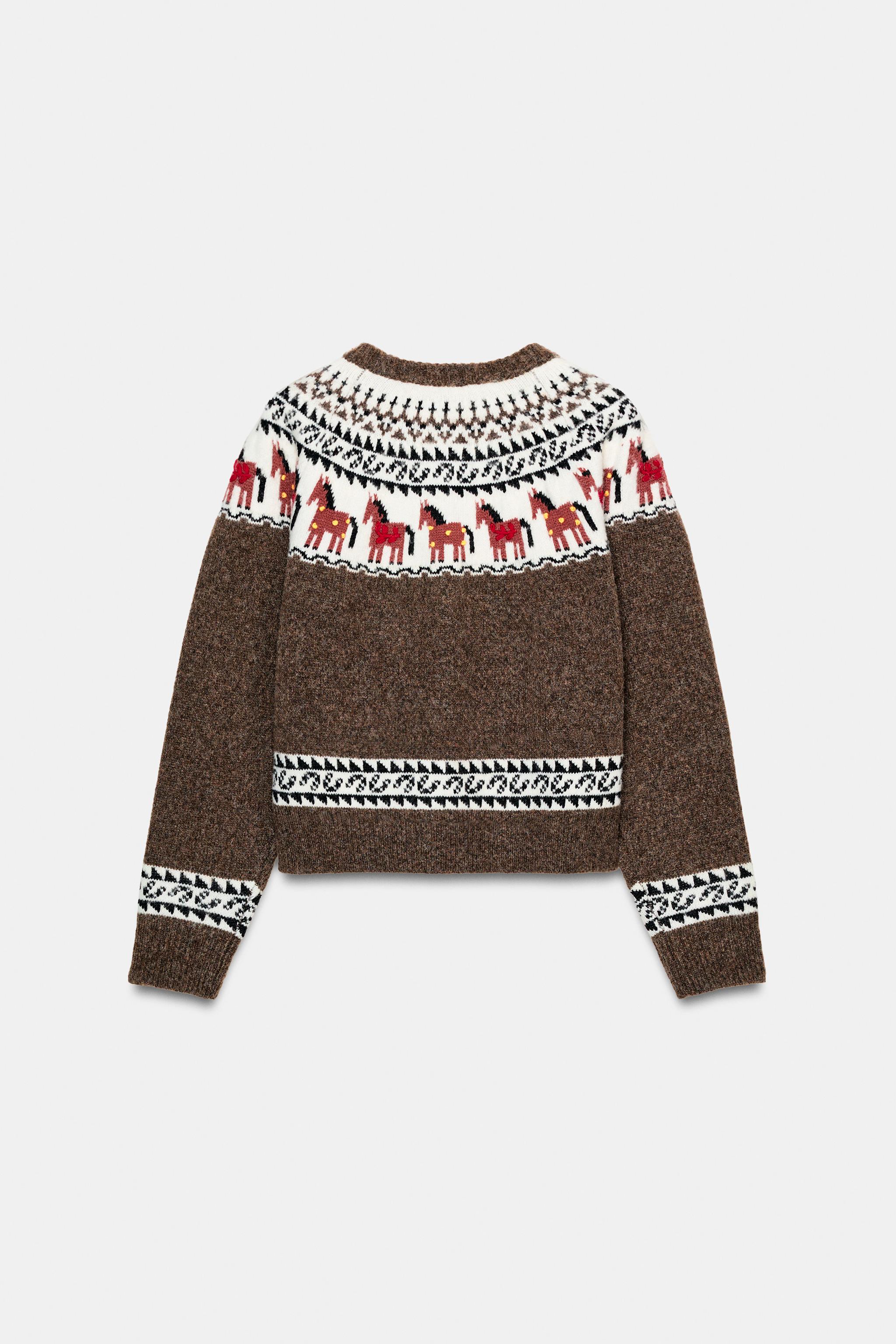 ジャカードニットカーディガン - ブラウン | ZARA Japan / 日本