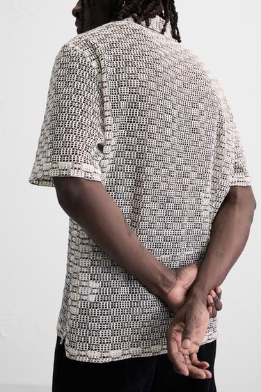 OPEN-WEAVE TEXTURED SHIRT - Black / White by Zara - Image 6