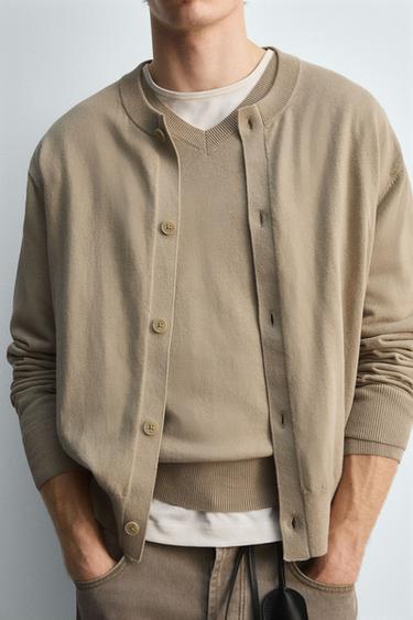 COTTON-RAMIE CARDIGAN - Beige by Zara