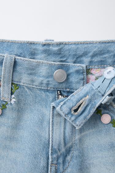 EMBROIDERED DENIM BERMUDA SHORTS - Blue by Zara - Image 3