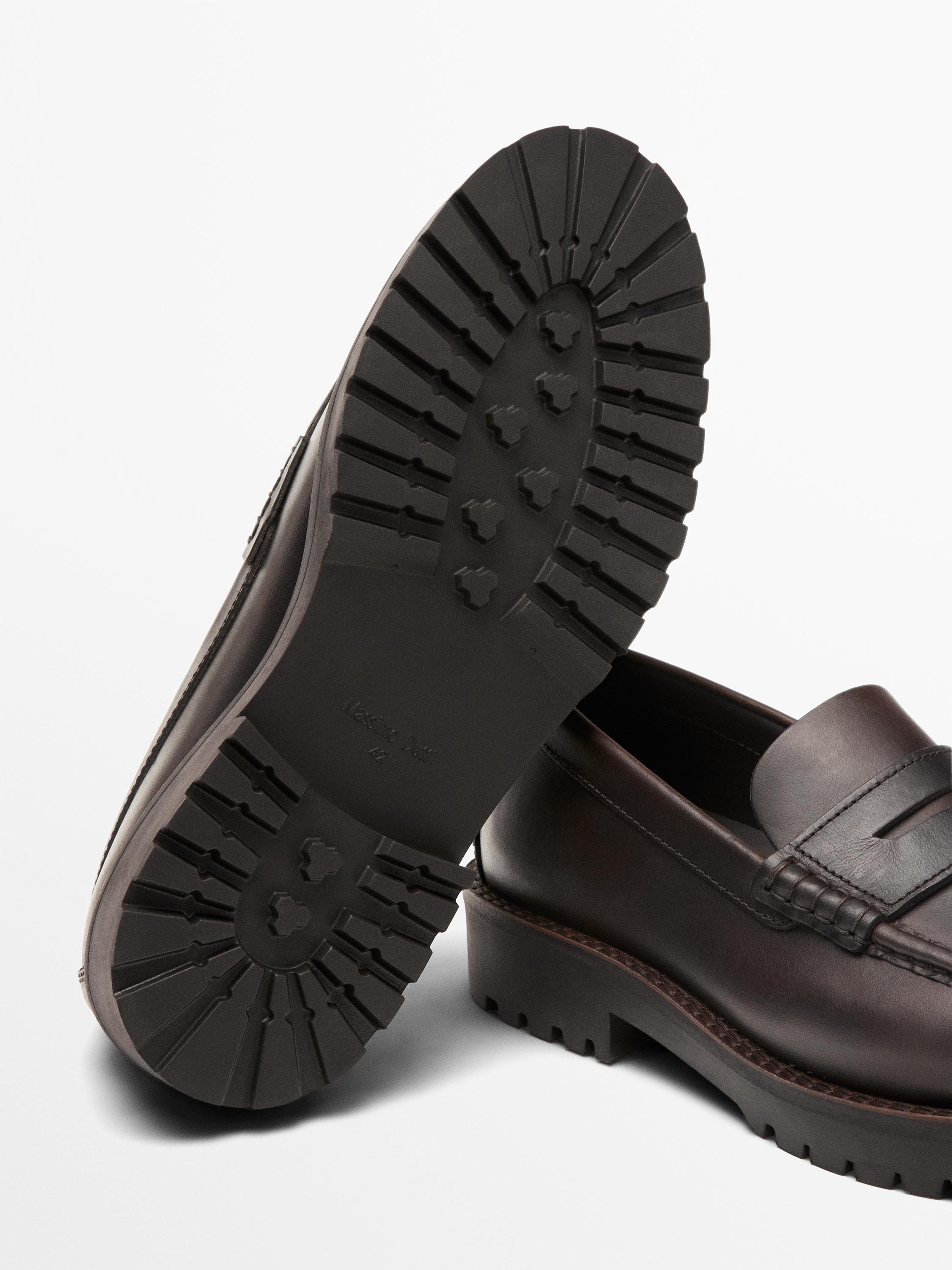 Moc toe loafers with track sole
