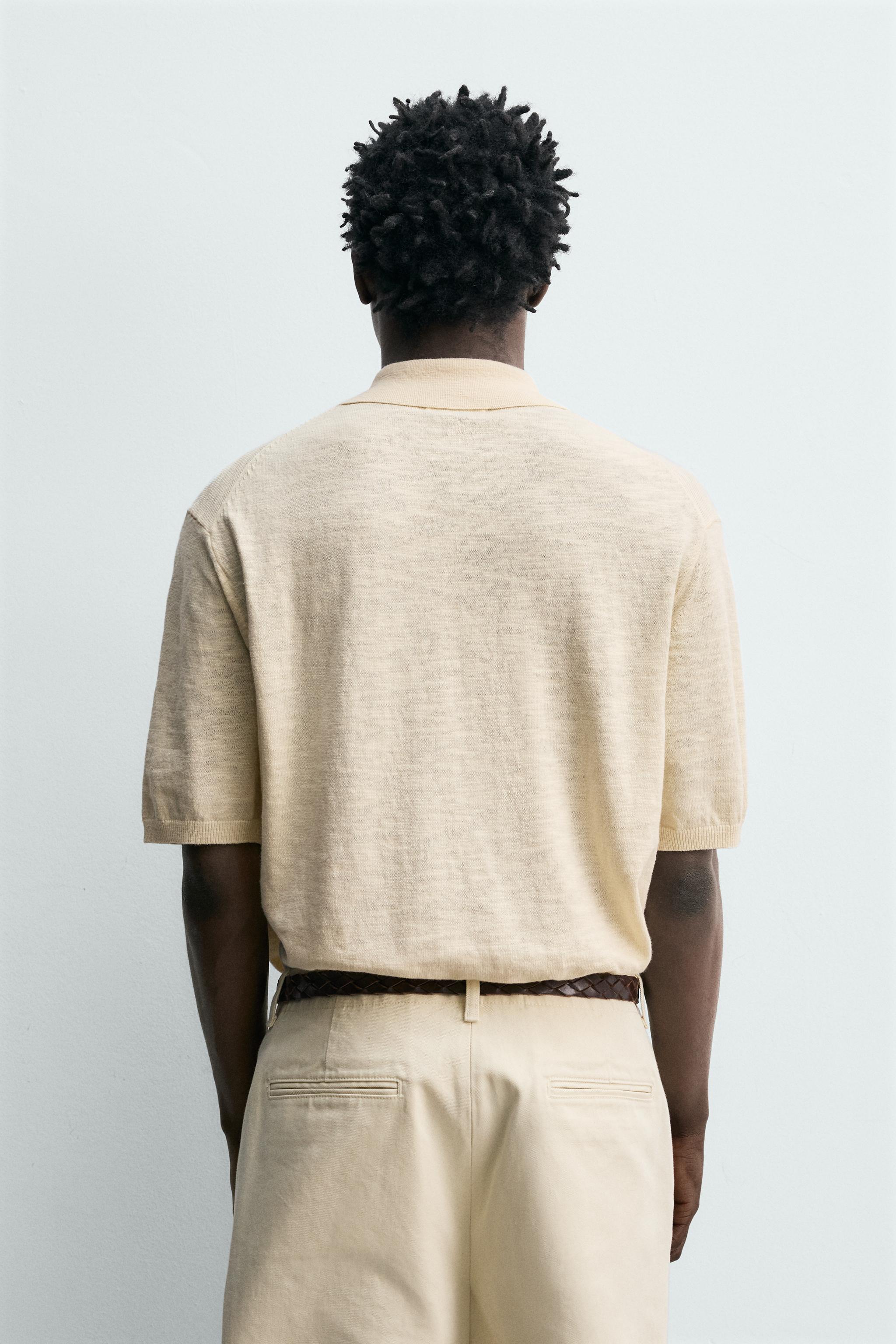 COTTON LINEN BLEND KNIT POLO