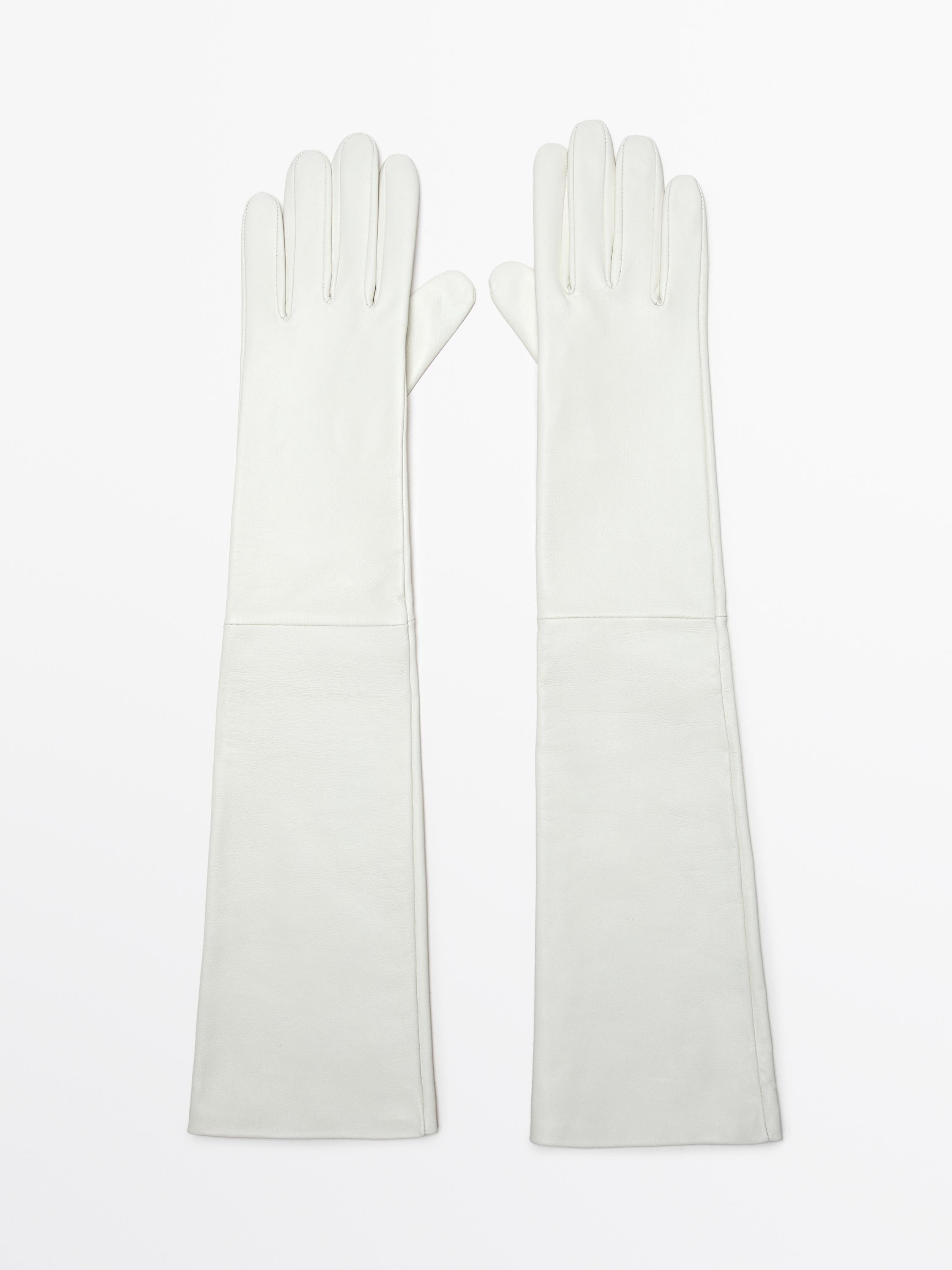 Long nappa sheepskin leather gloves