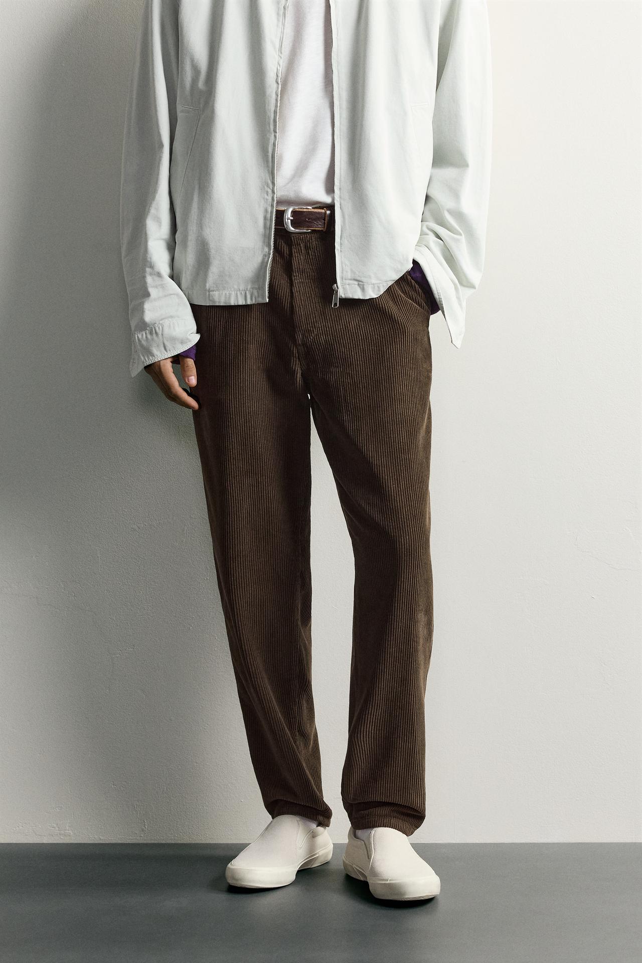 CARROT-FIT CORDUROY PANTS — Brown