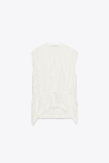 BLOUSE EN LIN À NŒUDS ZW COLLECTION - Blanc cassé de Zara - Image 7