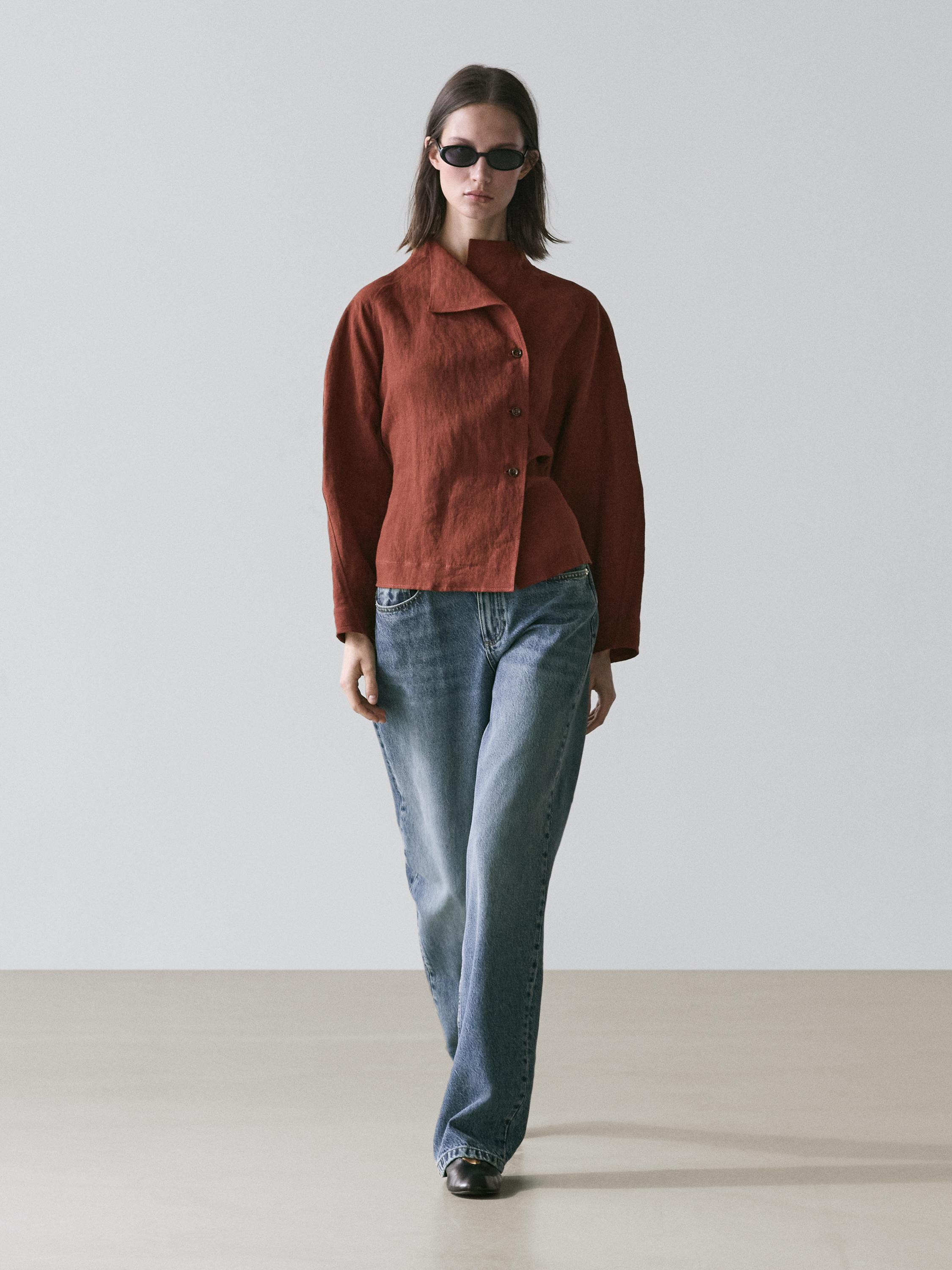 100% linen kimono with buttons and tie detail