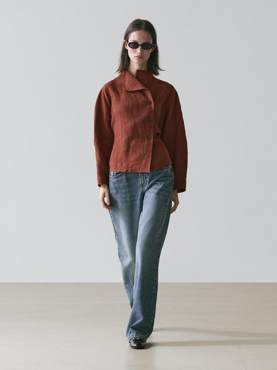 100% linen kimono with tie and buttons