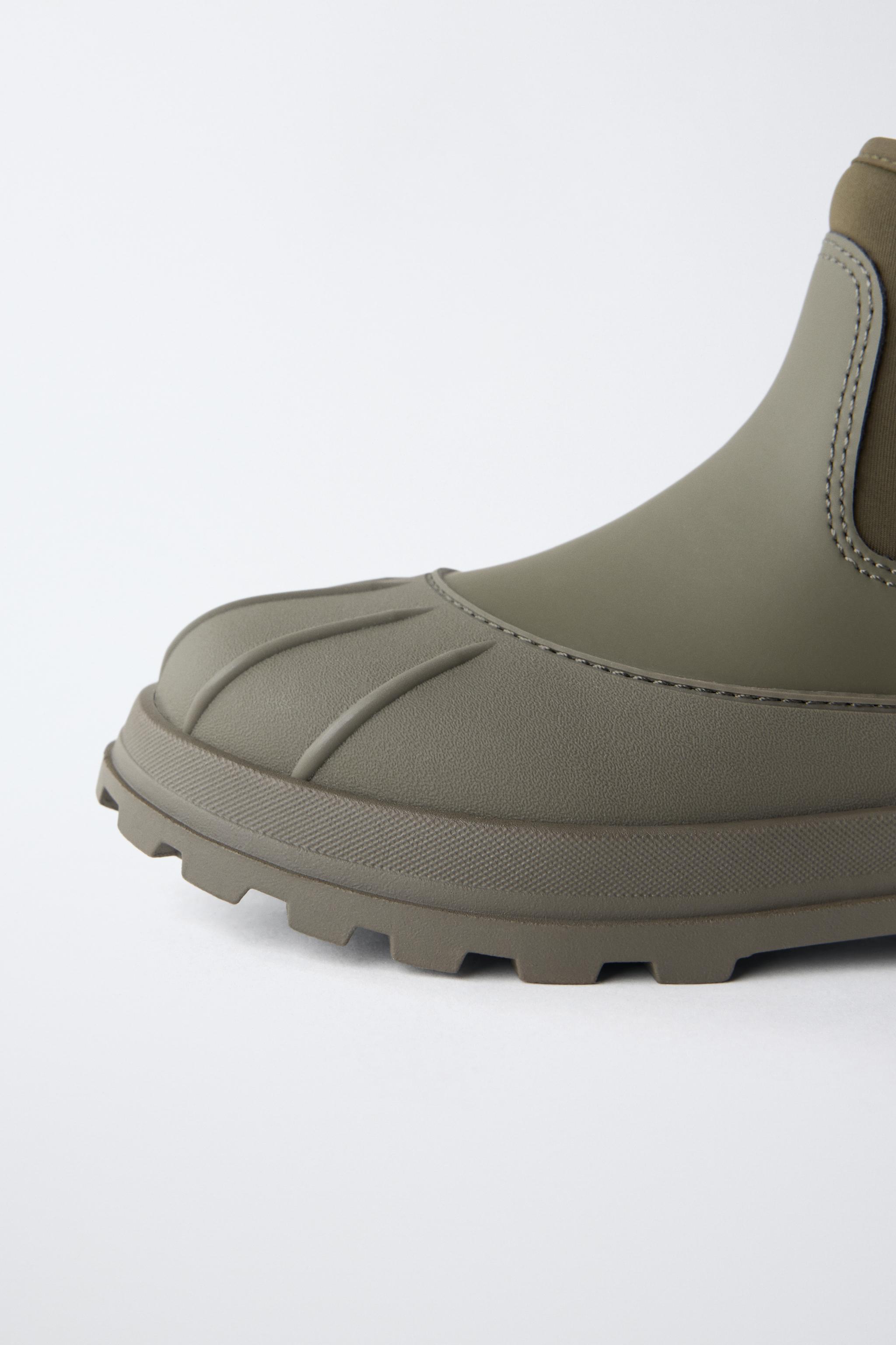 RUBBERIZED CHELSEA BOOTS - Khaki Green | ZARA United States