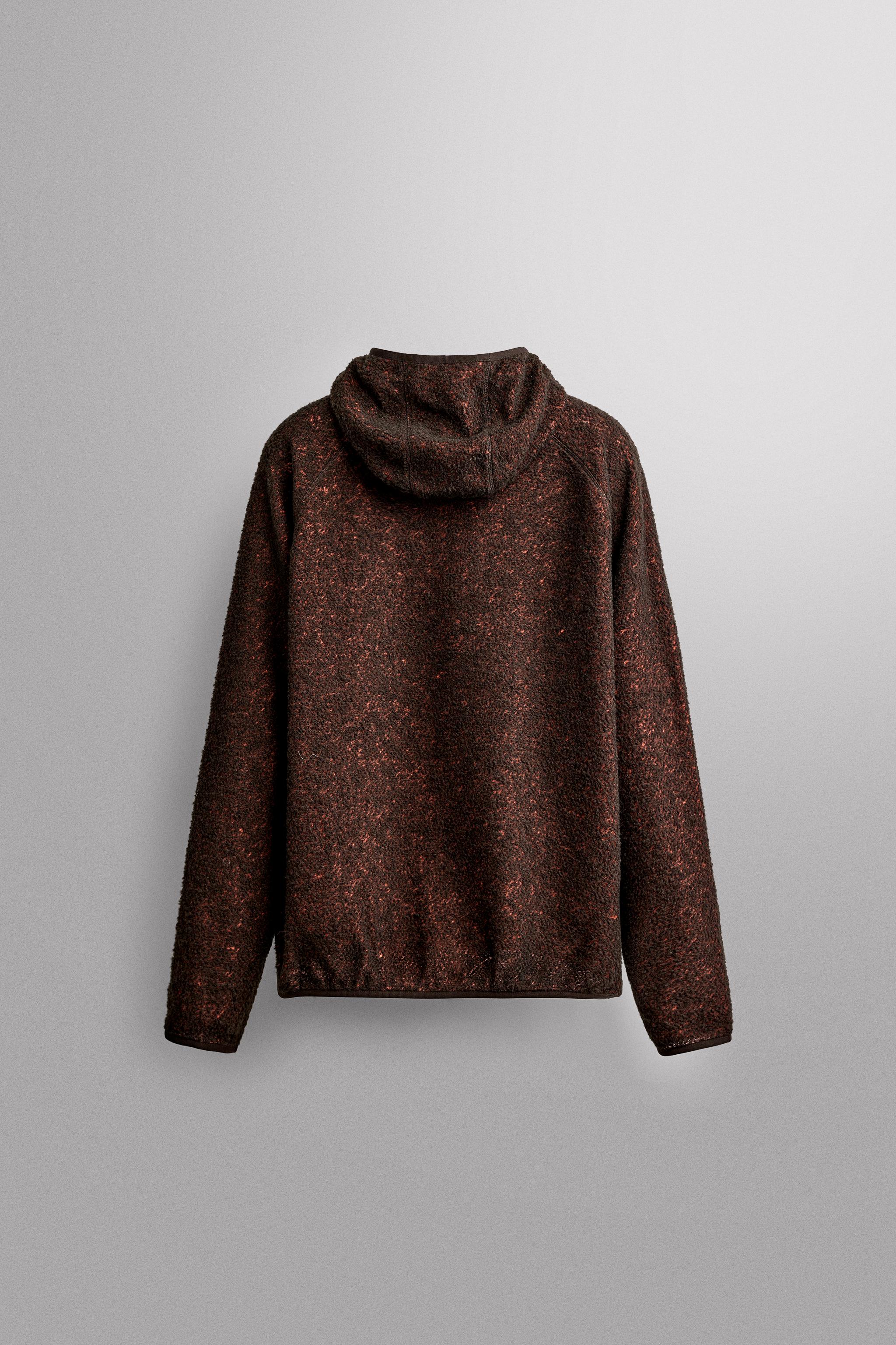 WOOL-BLEND FLEECE HOODED SWEATSHIRT