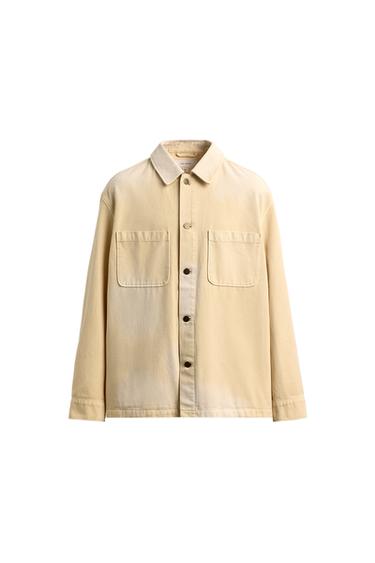 Zara WASHED RELAXED FIT OVERSHIRT - Vanilla