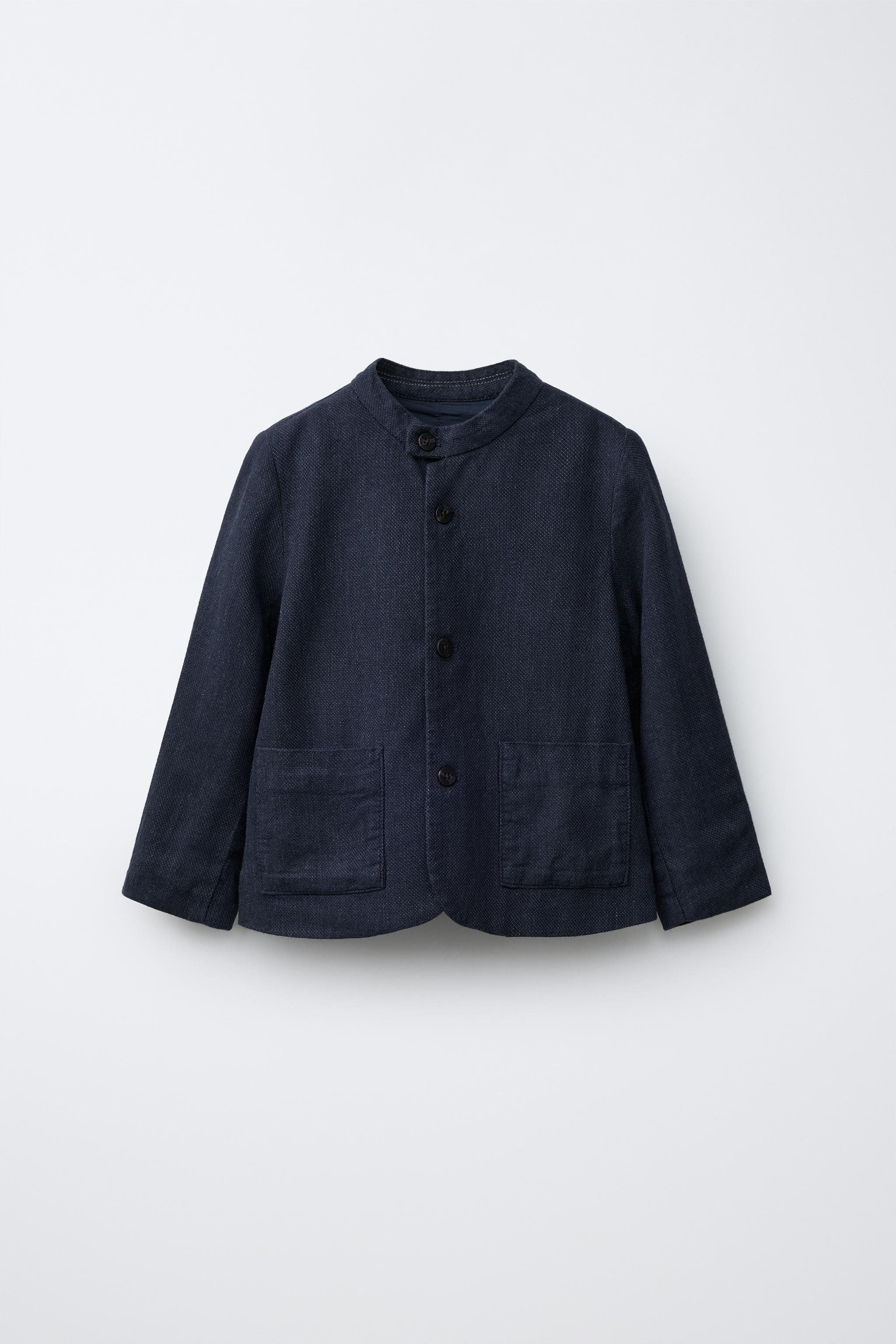 LINEN MANDARIN COLLAR SUIT JACKET