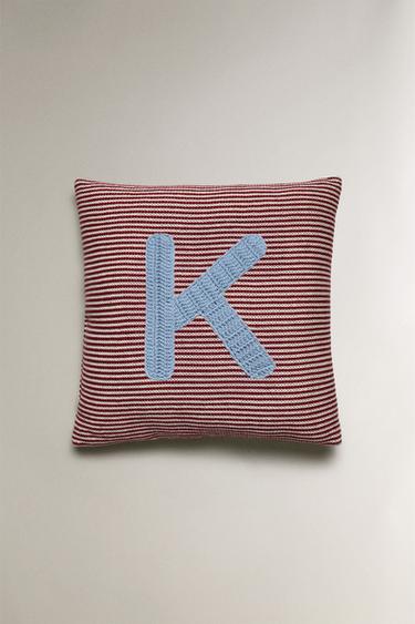 CHILDREN'S EMBROIDERED LETTER K CUSHION - Red by Zara - Image 0