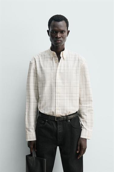 CAMISA RELAXED FIT CUADROS - Blanco de Zara