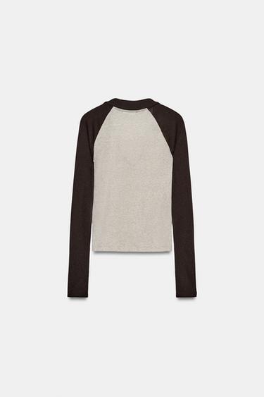 T-SHIRT COL POLO EN CONTRASTE - Beige chiné de Zara - Image 6