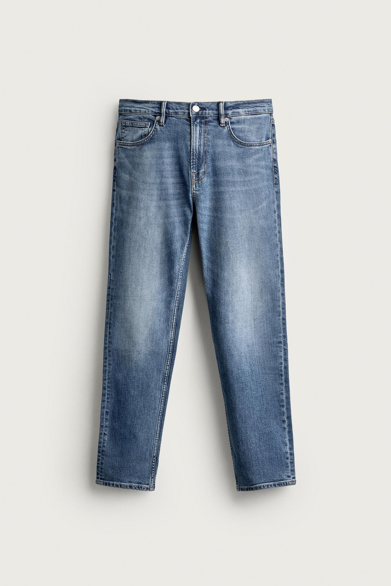 BASIC SLIM FIT JEANS — Mid-blue