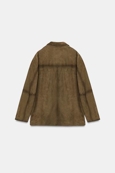 BLAZER OVERSIZE PIEL ANTE 100% ZW COLLECTION LIMITED EDITION - Khaki claro de Zara