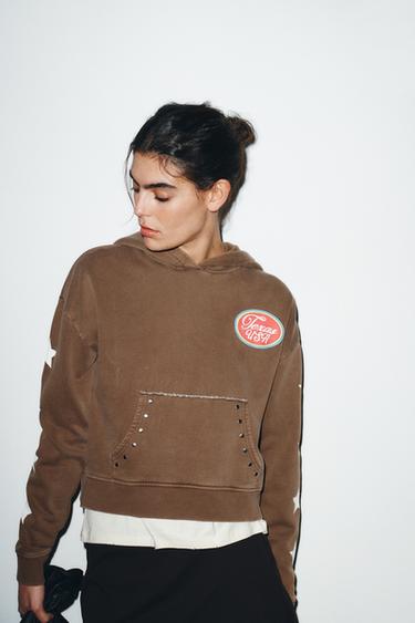SLOGAN PRINT HOODIE - Brown by Zara - Image 2