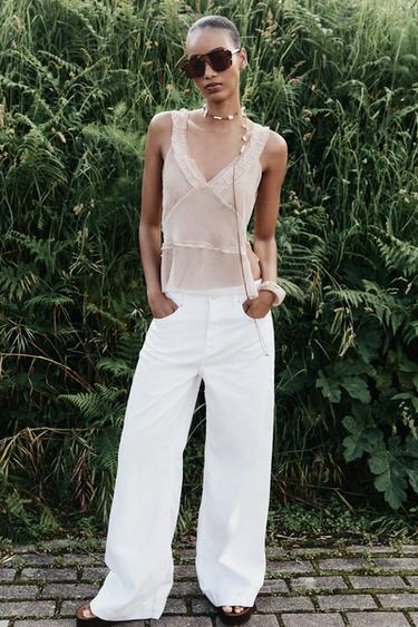 Zara EMBROIDERED CAMISOLE TOP - Chalk pink - Image 0
