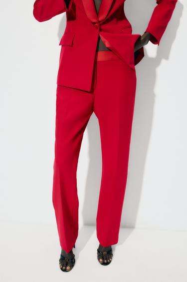 PANTALÓN FLARE SMOKING - Rojo de Zara