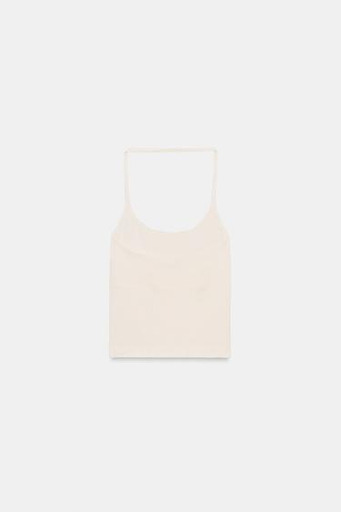 SEAMLESS HALTER TOP - Ecru by Zara - Image 7