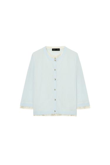 CONTRAST KNIT JACKET - Blue/White by Zara