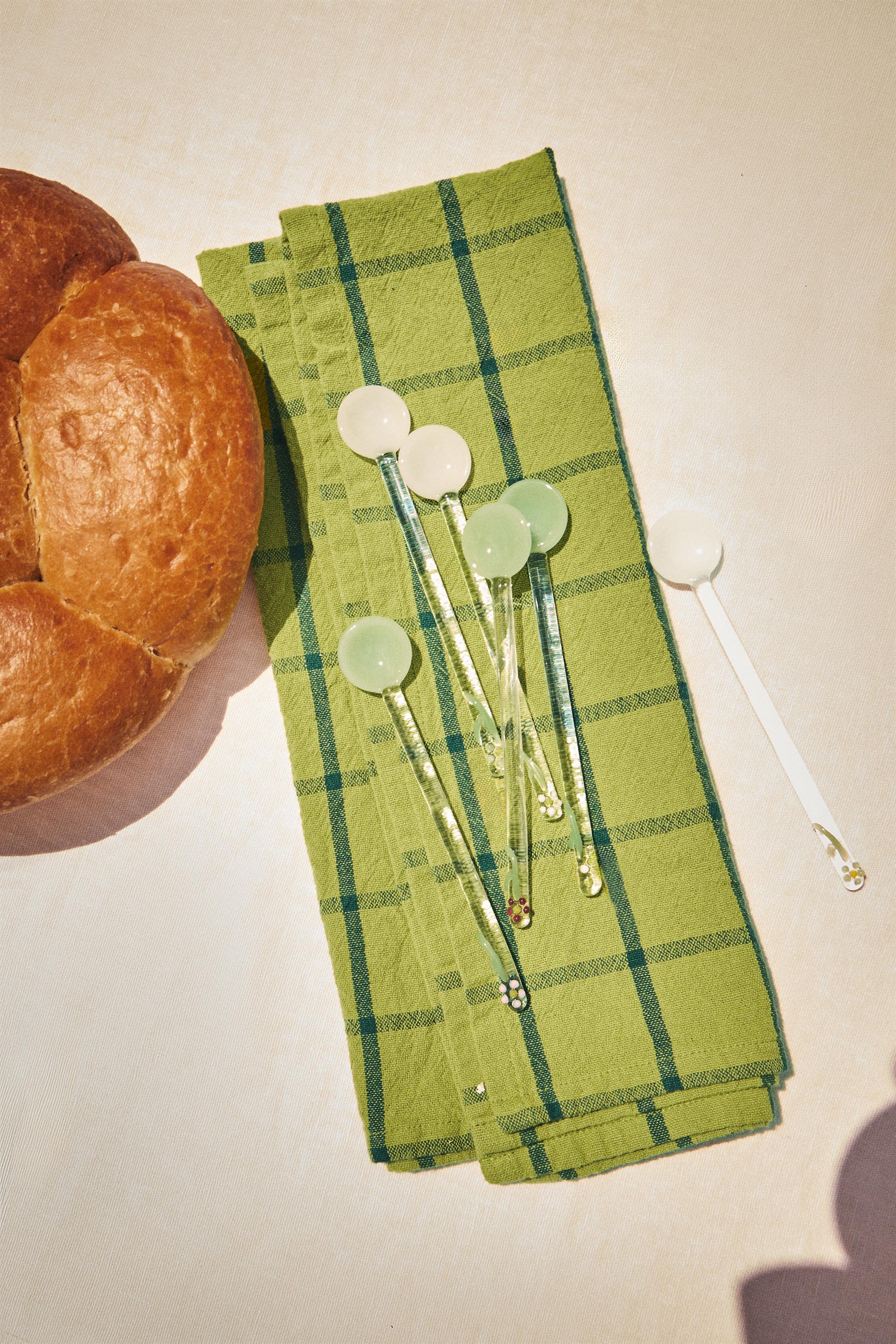 SET OF FLORAL BOROSILICATE GLASS DESSERT SPOONS (SET OF 6)