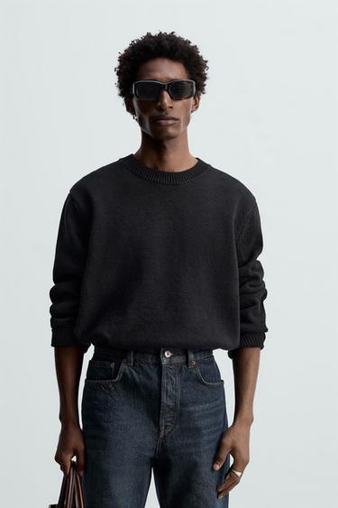 Zara COTTON SWEATER - Black
