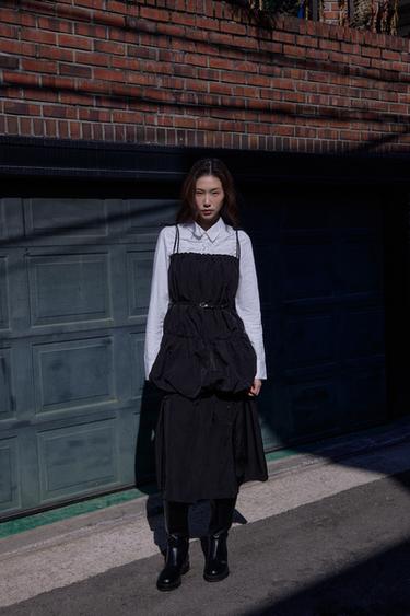 나일론 벌룬 벨트 원피스 - Zara의 블랙 - 이미지 0