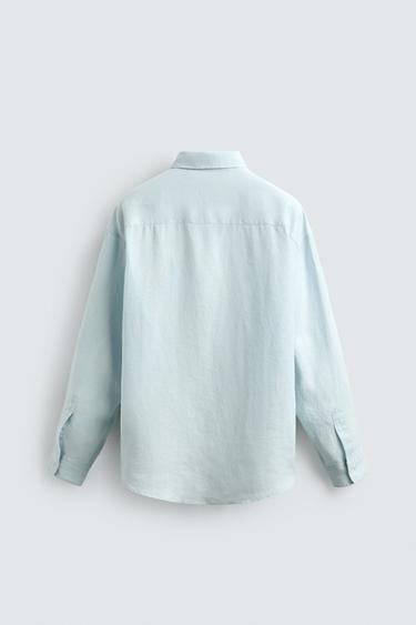 100% LINEN RELAXED FIT SHIRT - Sky blue by Zara - Image 7