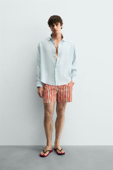 CHEMISE RELAXED FIT 100% LIN - Bleu ciel de Zara - Image 0