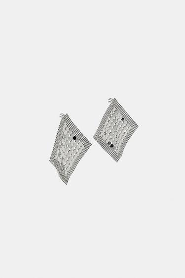 RHOMBUS MESH EARRINGS - Silver by Zara - Image 4