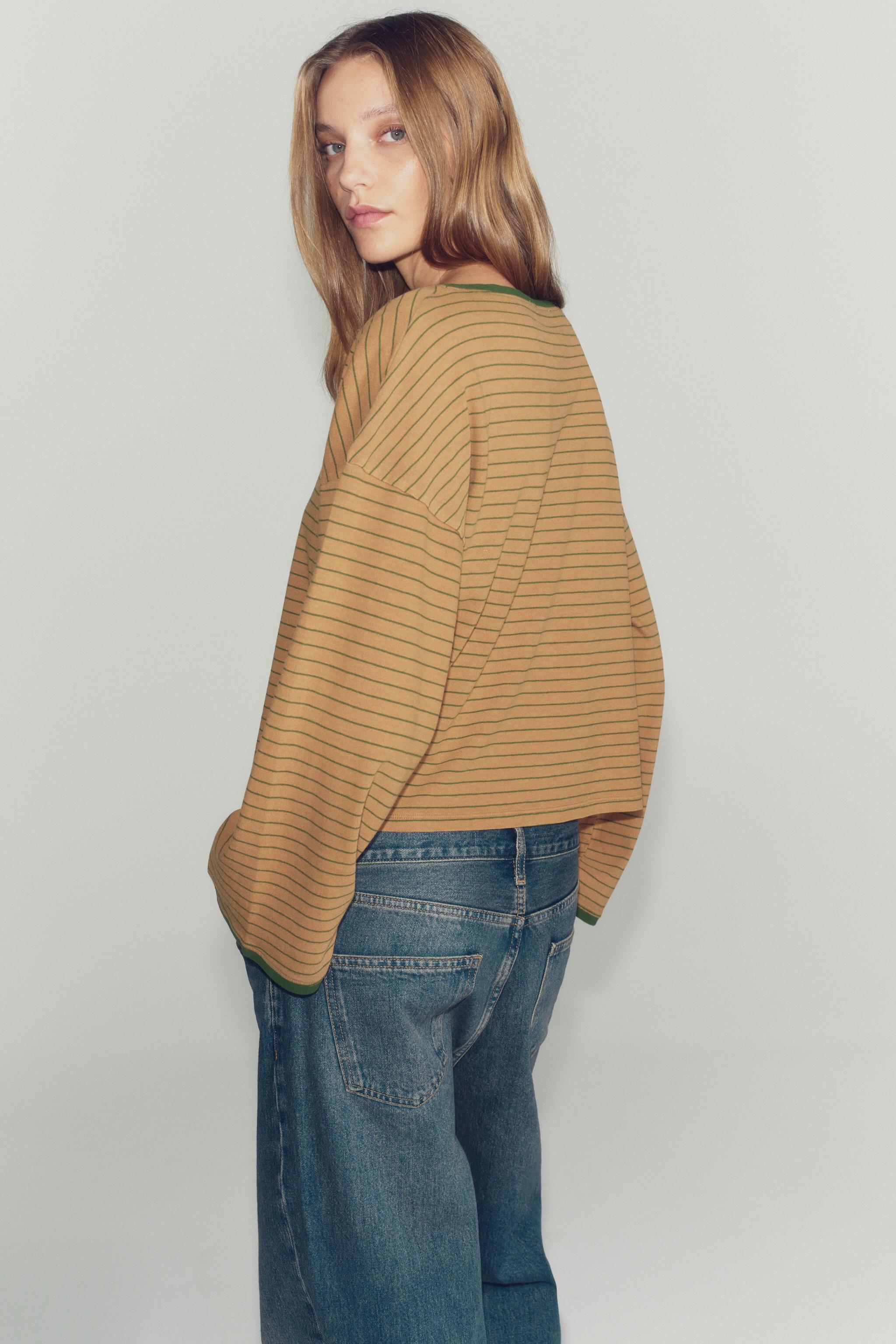 Женские футболки Zara WASHED EFFECT STRIPED T-SHIRT — фото 3
