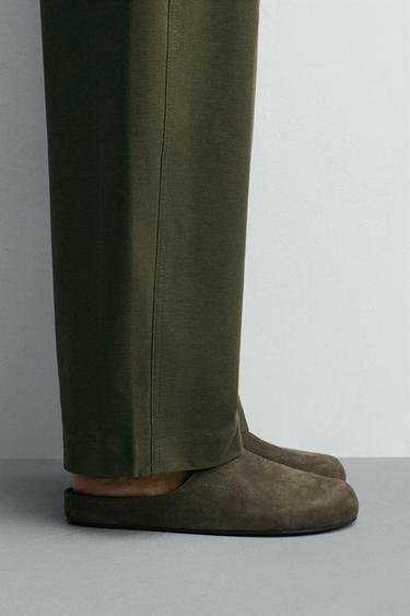 LEATHER CLOGS - Green by Zara - Image 0