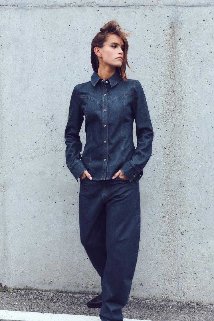 DENIM SHIRT TRF - Dark indigo | ZARA United States