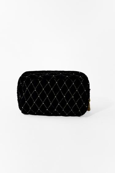 NÉCESSAIRE ACOLCHOADA DE VELUDO COM BRILHOS - Preto da Zara