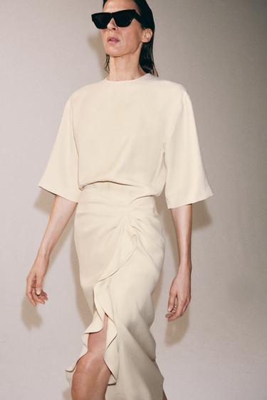 ZW COLLECTION DRAPED MIDI DRESS - Mid-ecru by Zara - Image 6