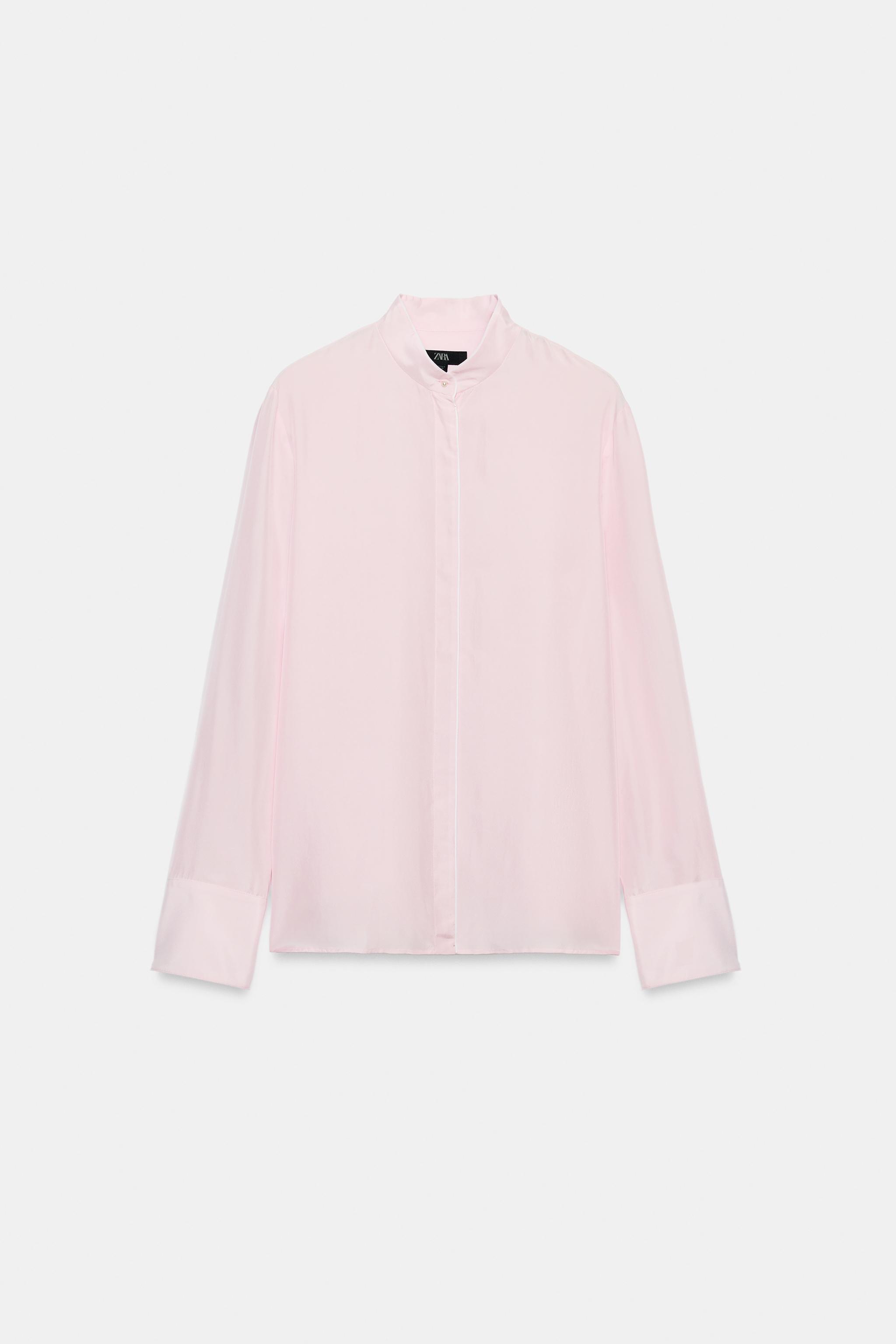 Женские рубашки Zara CONTRASTING SILK ZW COLLECTION SHIRT — фото 9