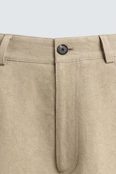 PANTALON BALLON FIT 100% LIN - Marron clair de Zara - Image 8