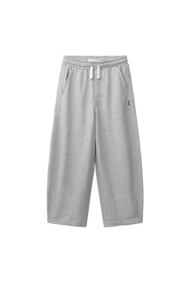 Zara HLAČE OD FELPE KROJA BARREL – sivi lapor