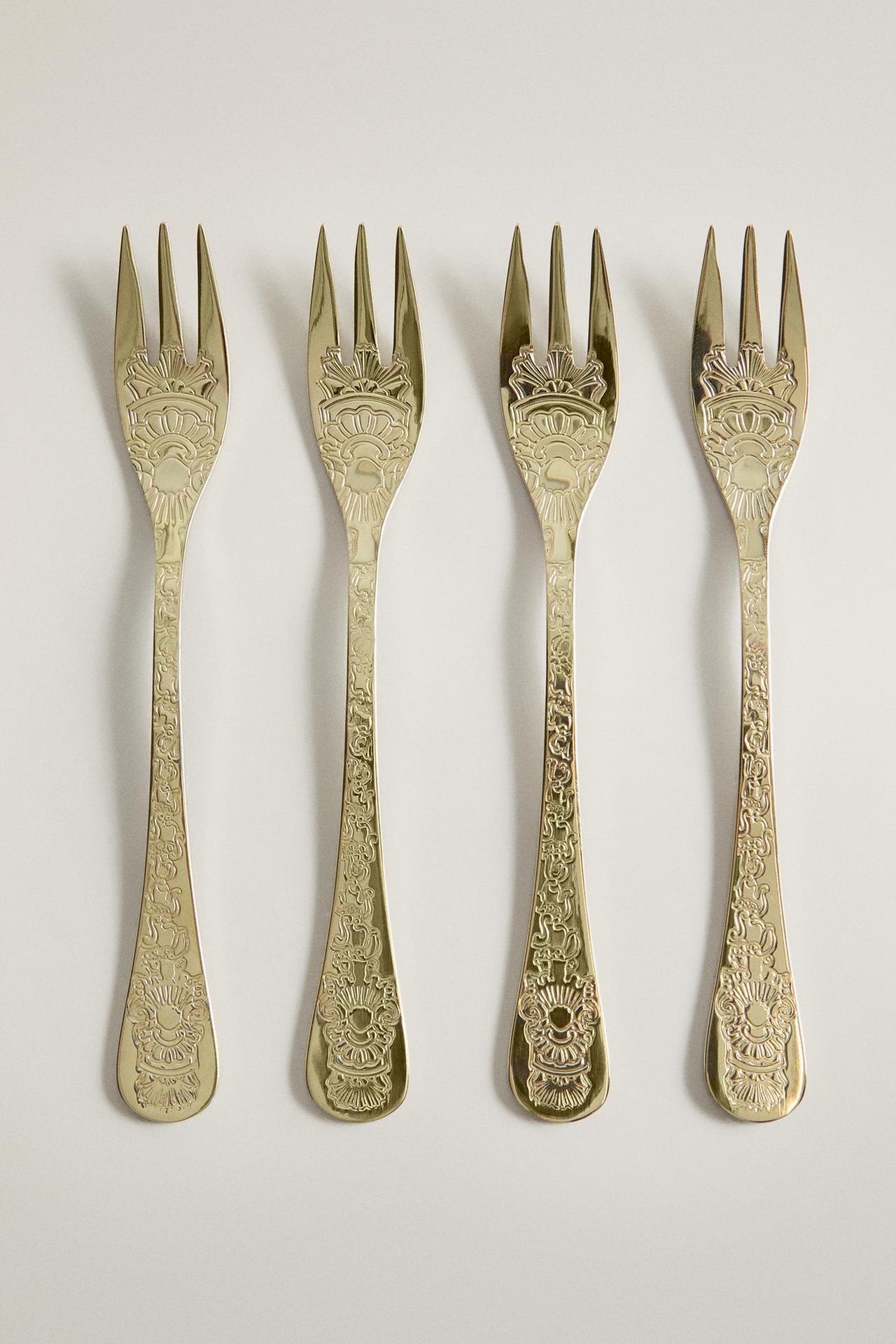 ENGRAVED STEEL BRUNCH FORK PACK (PACK OF 4)