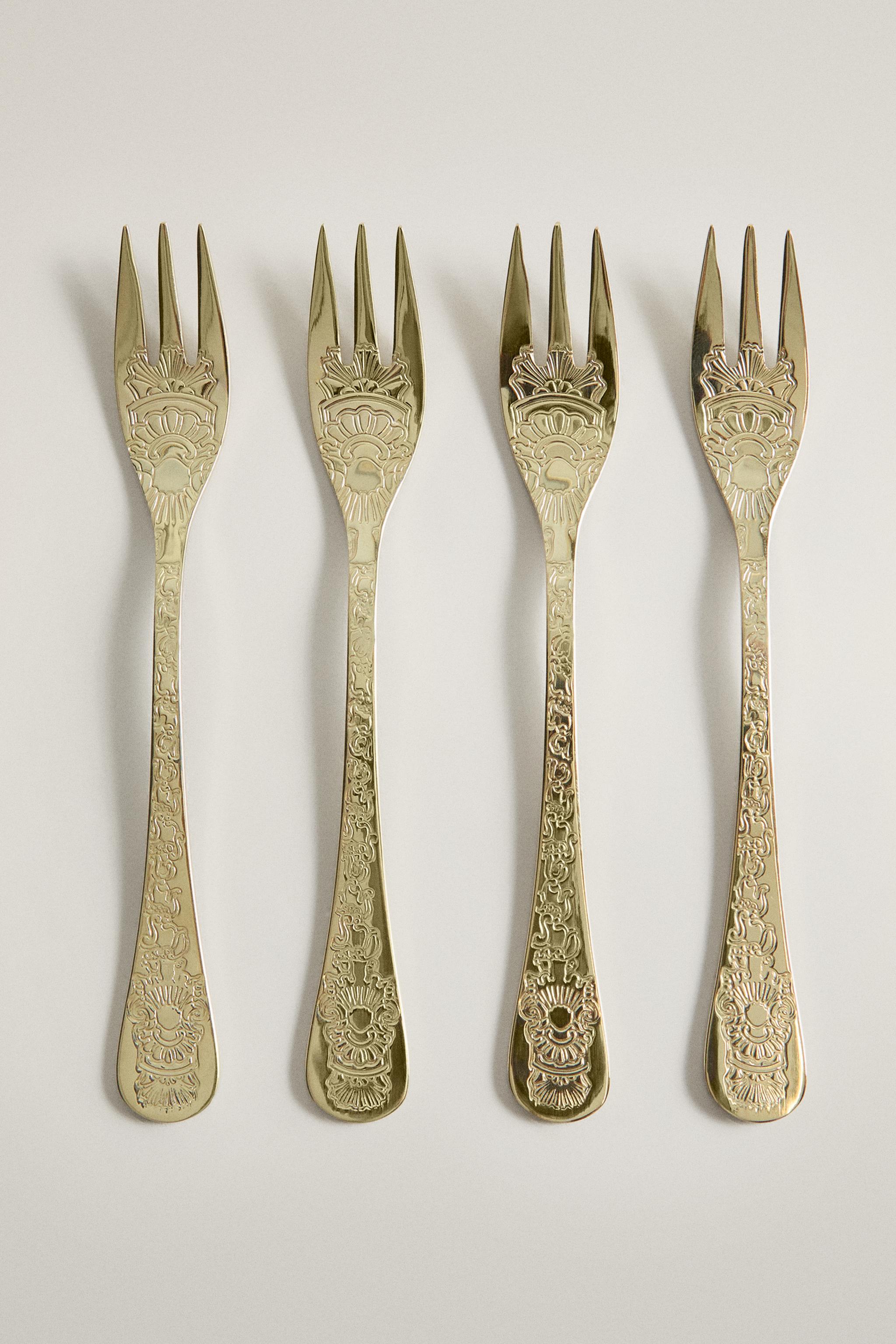 PACK OF ENGRAVED STEEL BRUNCH FORKS (PACK OF 4)