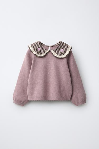 COMBINED PETER PAN COLLAR KNIT JUMPER - Dusty pink by Zara