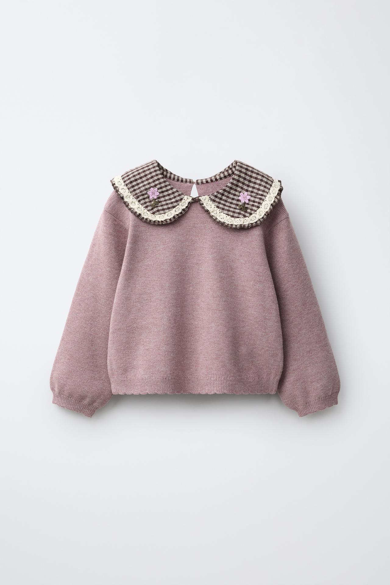 COMBINED PETER PAN COLLAR SWEATER — Dusty pink