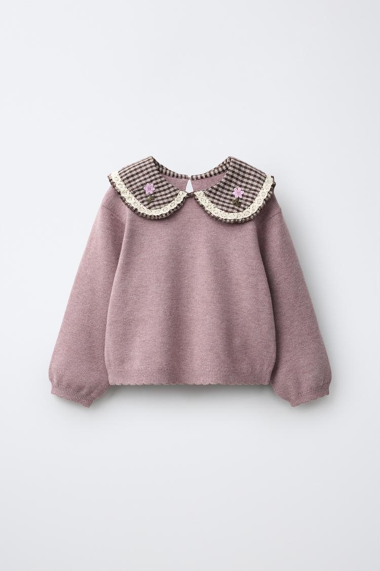 Jersey punto cuello puntilla