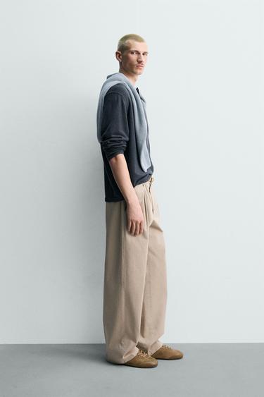 LINEN-WOOL HENLEY JUMPER - Dark indigo by Zara - Image 3