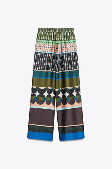 PANTALON SATINÉ IMPRIMÉ - Multicolore de Zara - Image 4